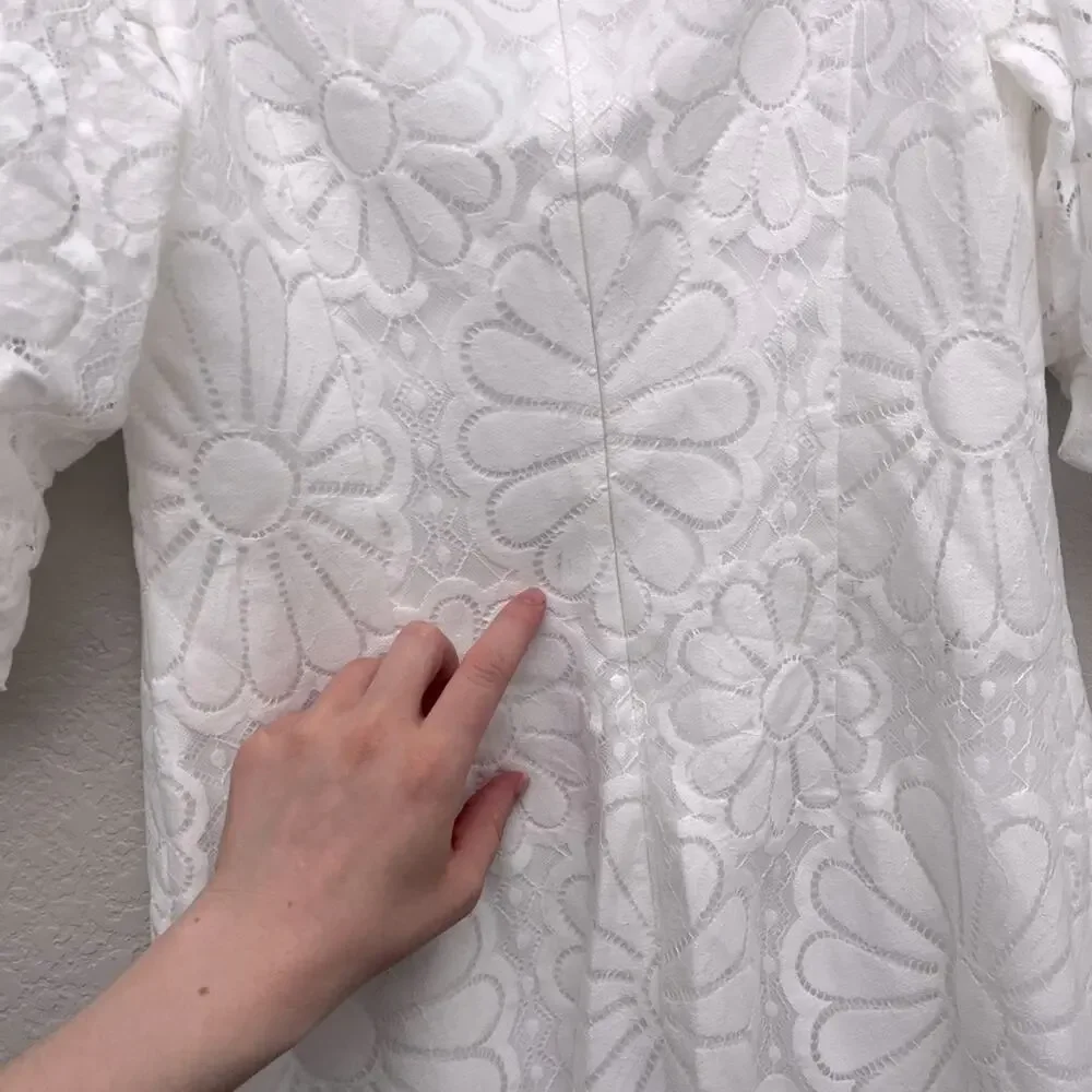 Trina Turk Lace Off The Shoulder Dress 2 White Bridal Shower Bachelorette - Picture 6 of 7